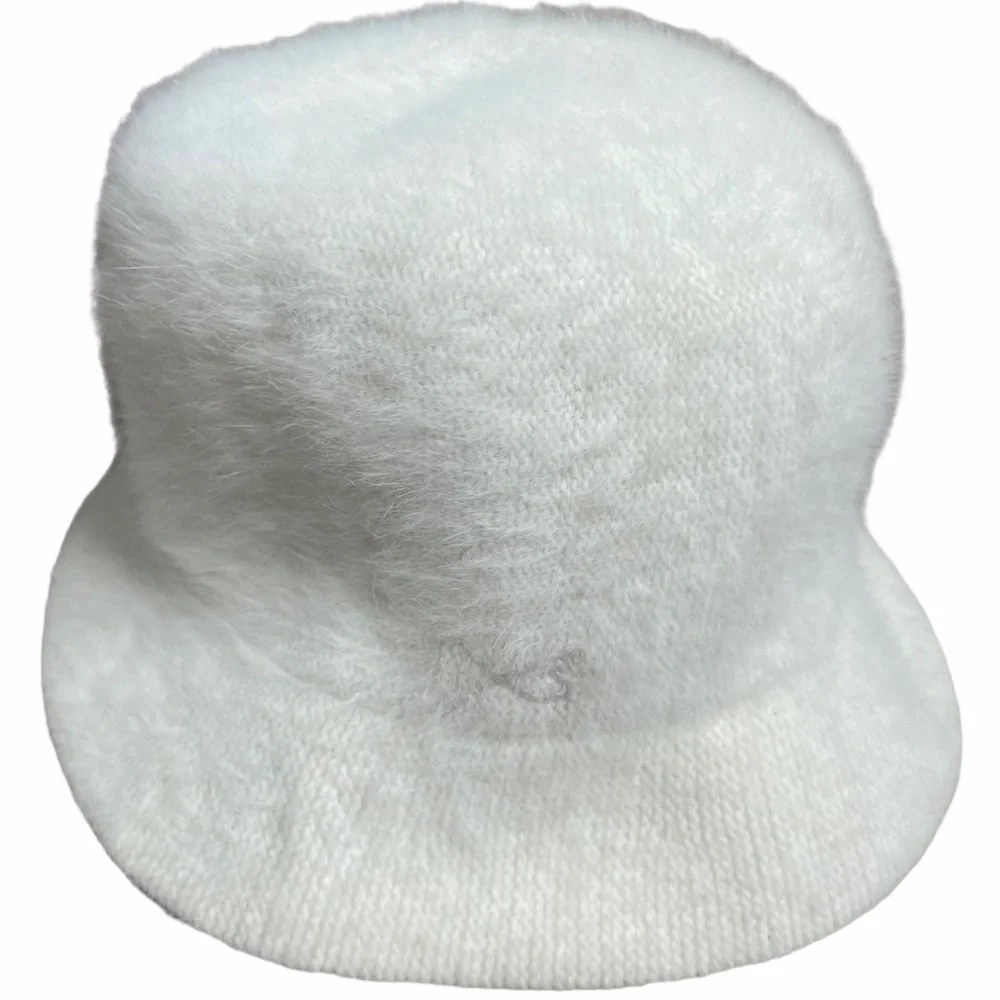 Vintage Betmar New York Angora Blend Off White Fuzzy Bucket Hat Women Y2K - Picture 3 of 9
